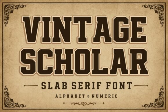 Vintage Scholar: A Bold Slab Serif Typeface for Nostalgic Design